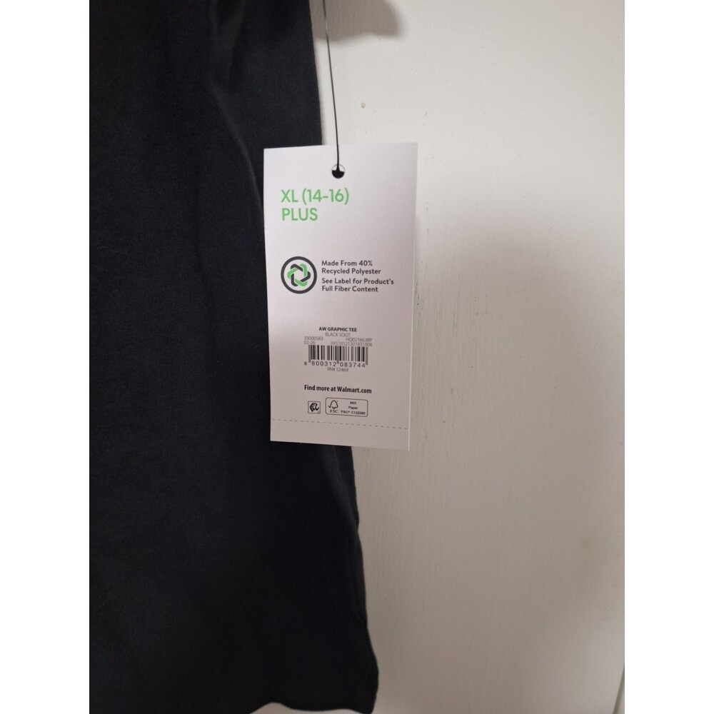 NWT Athletic Works Girls XL 14-16 Plus Graphic Tee Black Self Creation Ringer - Picture 2 of 4